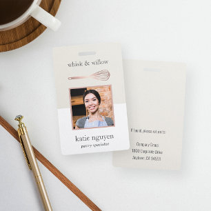 Tarjeta De Identificación Rosa Gold Whisk Bakery / Caterer Employer Photo ID