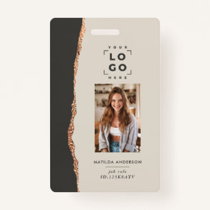 Tarjeta De Identificación Rosa oro natural negro moderno giratorio elegante