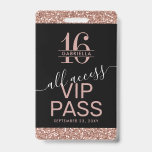 Tarjeta De Identificación Rosa Purpurina de oro Negro Dulce 16 Invitación VI<br><div class="desc">Las invitaciones para tarjetas de pase VIP Rosa personalizado Oro Rosado y Purpurina Negro Sweet 16 VIP se pueden personalizar con el nombre de cada invitado o crear un monograma para el dulce chica de 16 años. Los detalles de la invitación a la fiesta se imprimen en la parte posterior...</div>