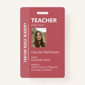 Tarjeta De Identificación Rose Stripe Homeschool Educator ID Badge