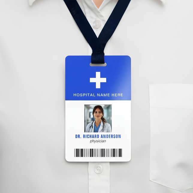 Tarjeta De Identificación Royal Blue Hospital Employee Bar Code ID (Subido por el creador)