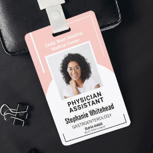 Tarjeta De Identificación Rubor Pink Hospital Medical Employee Foto ID