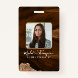 Tarjeta De Identificación Rust Gold Agate Marble Business Company ID