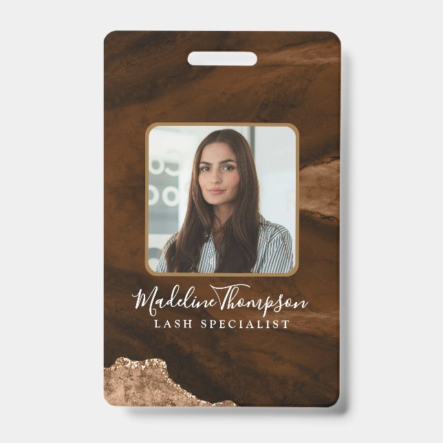 Tarjeta De Identificación Rust Gold Agate Marble Business Company ID (Anverso)