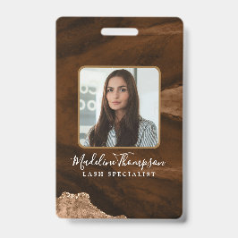 Tarjeta De Identificación Rust Gold Agate Marble Business Company ID