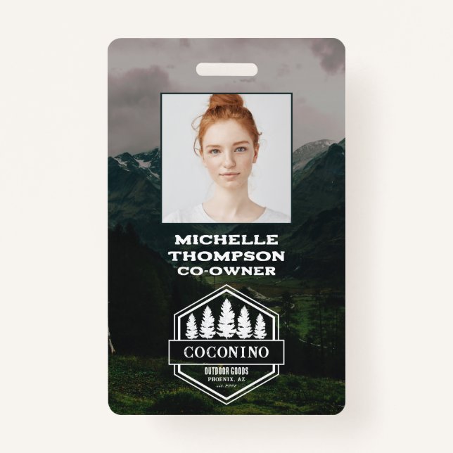 Tarjeta De Identificación Rustic Masculine Forest Mountains Outdoors (Anverso)