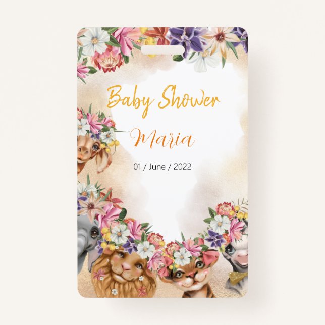 Tarjeta De Identificación Safari Wildone baby ducha invitación oro (Anverso)