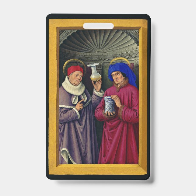 Tarjeta De Identificación Saints Cosmas and Damian de Jean Bourdichon (Anverso)