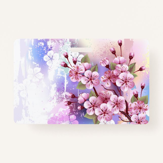 Tarjeta De Identificación Sakura rosa sobre fondo de pintura (Anverso)