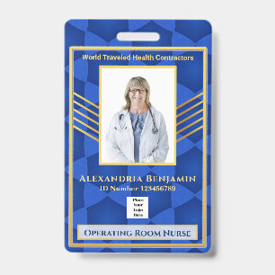 Tarjeta De Identificación Sala de operaciones médicas del hospital RN Foto