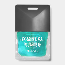 Tarjeta De Identificación Salón de belleza con esmalte de uñas azul verdoso