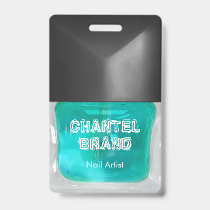 Tarjeta De Identificación Salón de belleza con esmalte de uñas azul verdoso