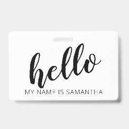 Tarjeta De Identificación Saludo de Caligrafía Moderna Personalizada Nombre
