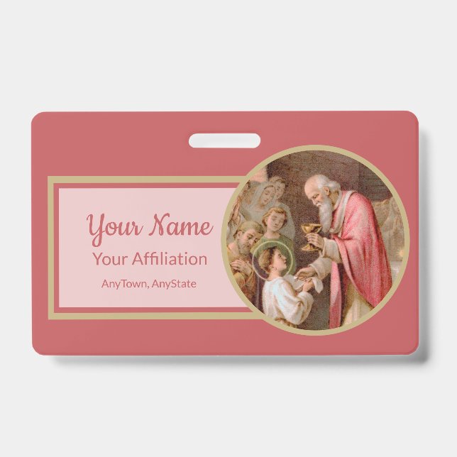 Tarjeta De Identificación San Tarcio que recibe la eucaristía (BL 02) (Parte frontal)