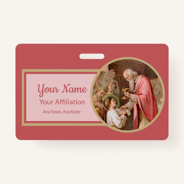 Tarjeta De Identificación San Tarcio que recibe la eucaristía (BL 02) (Anverso)