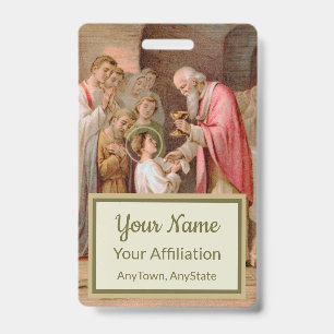 Tarjeta De Identificación San Tarcisio recibiendo la Eucaristía (BL 02)