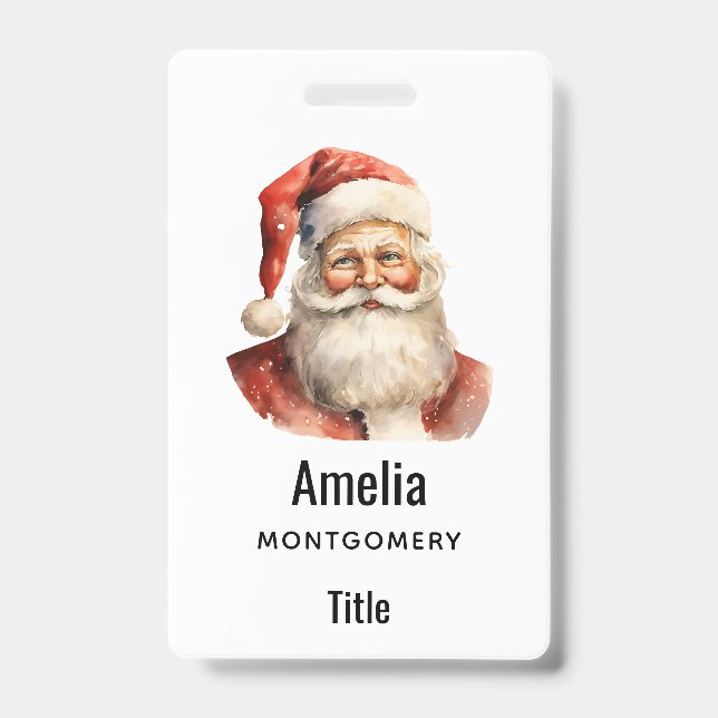Tarjeta De Identificación Santa Claus Navidad Retro (Parte frontal)