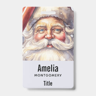 Tarjeta De Identificación Santa Claus Retro con Sombrero Rojo Navidad