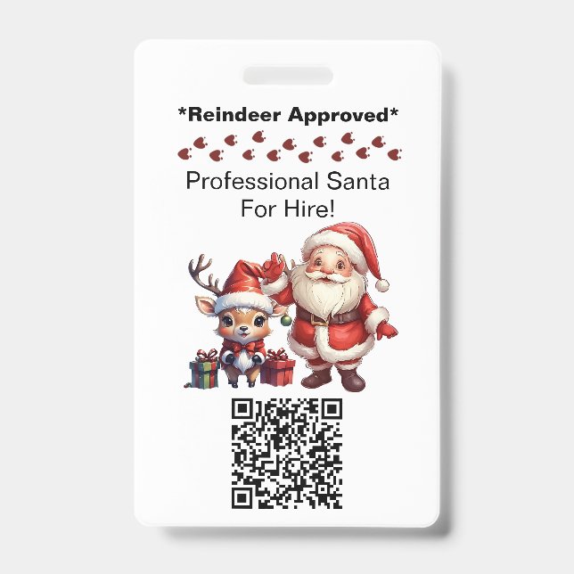 Tarjeta De Identificación Santa Claus Two Sides Business Card Edit QR Code (Anverso)