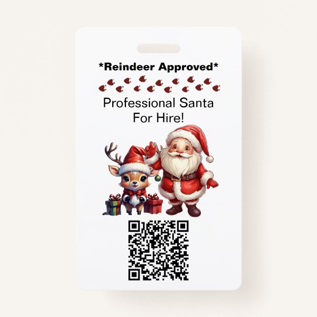 Tarjeta De Identificación Santa Claus Two Sides Business Card Edit QR Code (Anverso)