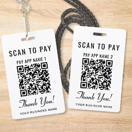 Tarjeta De Identificación Scan to Pay 2 Payment QR Codes