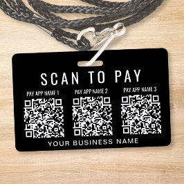 Tarjeta De Identificación Scan to Pay 3 QR Codes Business
