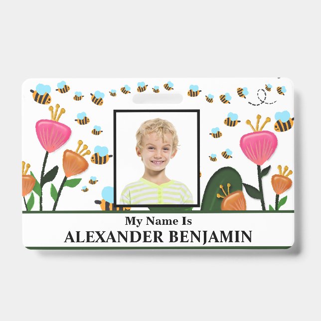 Tarjeta De Identificación School Student Child Photo Name ID Card Custom   (Anverso)