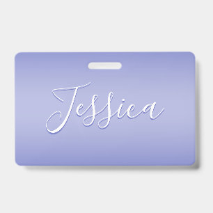 Tarjeta De Identificación Script Cursivo Editable   Blanco y Violeta Púrpura