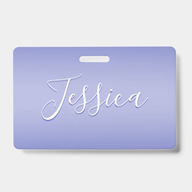 Tarjeta De Identificación Script Cursivo Editable | Blanco y Violeta Púrpura (Parte frontal)