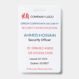 Tarjeta De Identificación Security Badge | Company Badge – QR ID