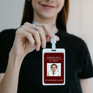 Tarjeta De Identificación Seguridad de Anillo de Boda Moderno - insignia de