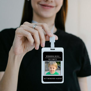 Tarjeta De Identificación Seguridad de Anillo de Boda Moderno - insignia de