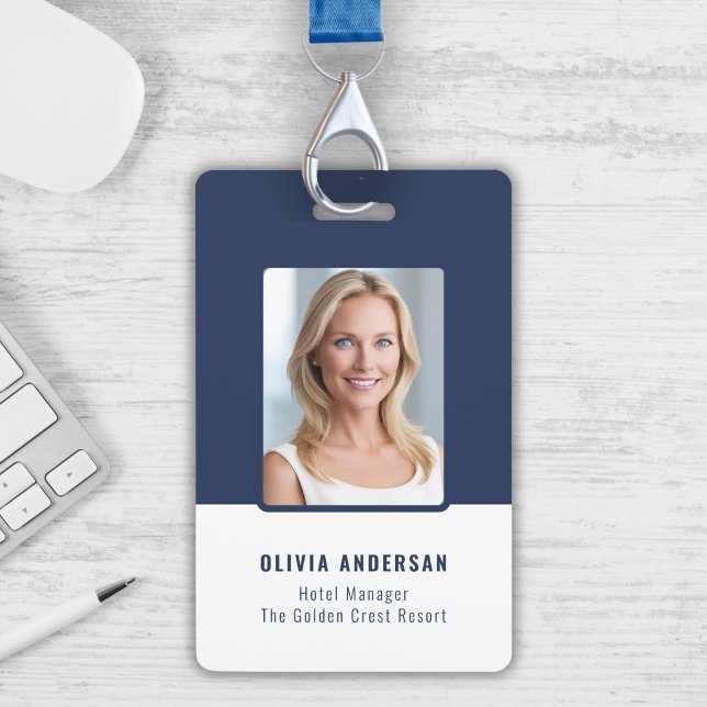 Tarjeta De Identificación Seguridad de la compañía de fotografía de empleado (Navy Employee Photo ID Company Security Badge)