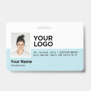 Tarjeta De Identificación Seguridad fotográfica moderna de empleado azul cla