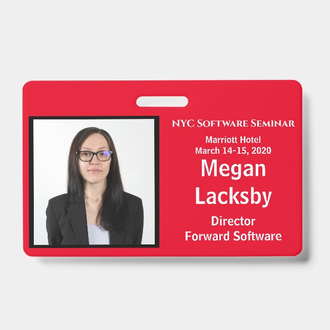 Tarjeta De Identificación Seminario Asistentes a horizontes rojos y blancos (Parte frontal)