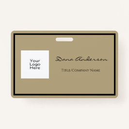 Tarjeta De Identificación Sencilla y moderna insignia negra y tan simple