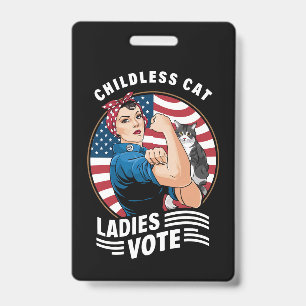 Tarjeta De Identificación Señora Gata Sin Hijos Vota Vintage Rosie La Remach