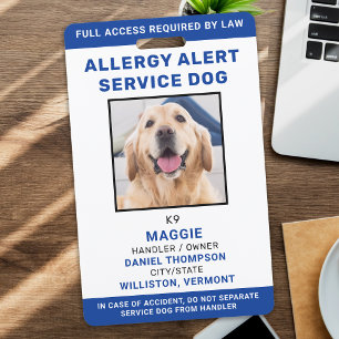 Tarjeta De Identificación Servicio de Perro de Asistencia para Alerta de Ale