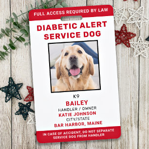 Tarjeta De Identificación Servicio Personalizado Perro de Alerta Diabética F