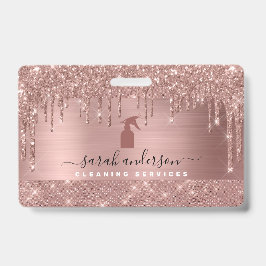 Tarjeta De Identificación Servicios de limpieza Chic Rose Gold