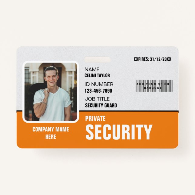 Tarjeta De Identificación Sharp & Professional: ID de la guardia de segurida (Anverso)