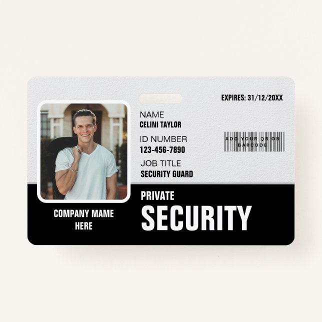 Tarjeta De Identificación Sharp & Professional: ID de la guardia de segurida (Anverso)