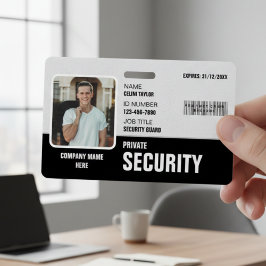 Tarjeta De Identificación Sharp & Professional: ID de la guardia de segurida