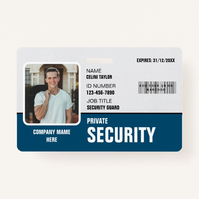 Tarjeta De Identificación Sharp & Professional: ID de la guardia de segurida (Anverso)