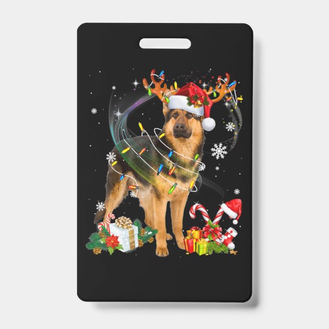 Tarjeta De Identificación Shepherd Christmas Dog (Parte frontal)