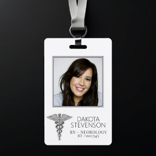 Tarjeta De Identificación Símbolo de Caduceo Foto de Hospital Médico de Pl