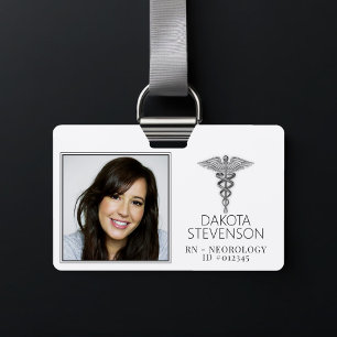 Tarjeta De Identificación Símbolo de Caduceo ID de foto de hospital médico