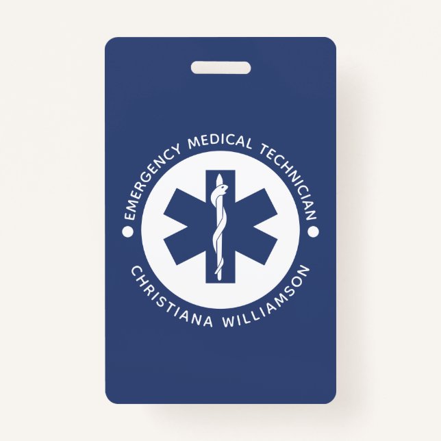 Tarjeta De Identificación Símbolo de EMT personalizado Técnico Médico de Eme (Anverso)