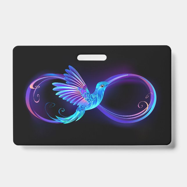 Tarjeta De Identificación Símbolo de infinito neón con colibrí brillante (Parte frontal)