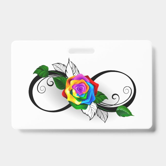Tarjeta De Identificación Símbolo infinito con Rosa arcoiris (Parte frontal)